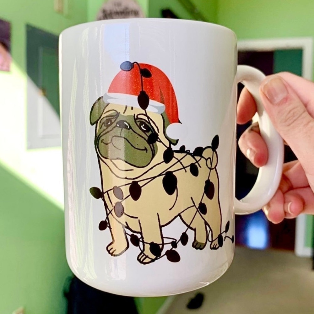 Festive English Bulldog Ceramic Mug Christmas